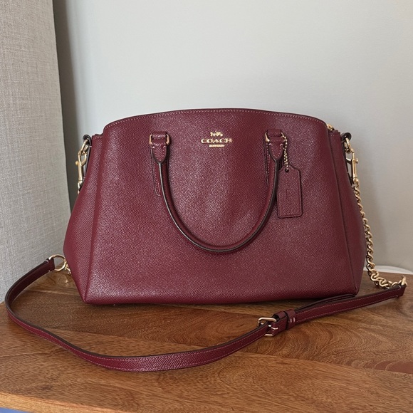 Coach Handbags - Coach burgundy sage carryall Leather Satchel